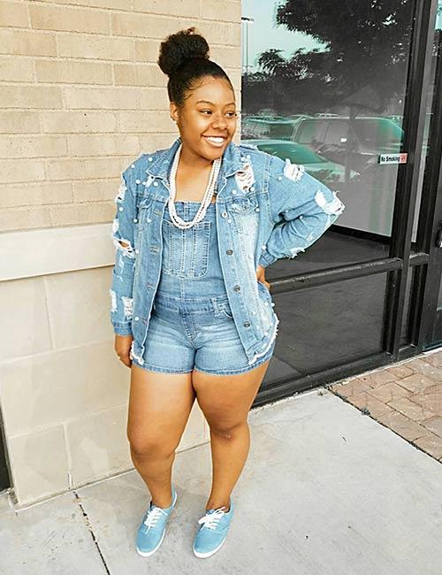 jean jacket with shorts outfit