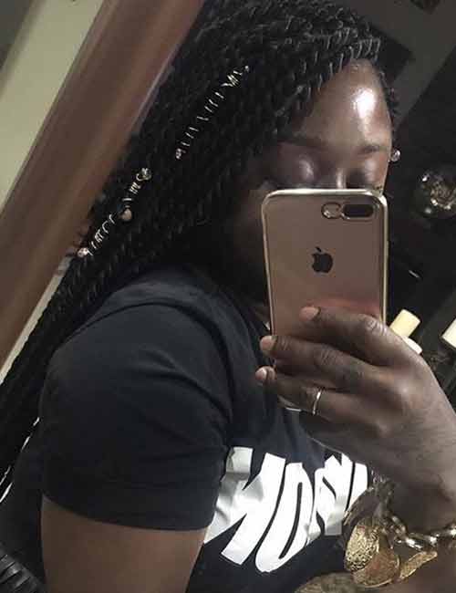 Senegalese beads and threads twist hairstyle