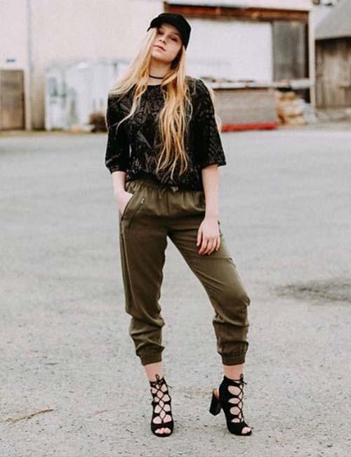 olive green sweatpants outfit