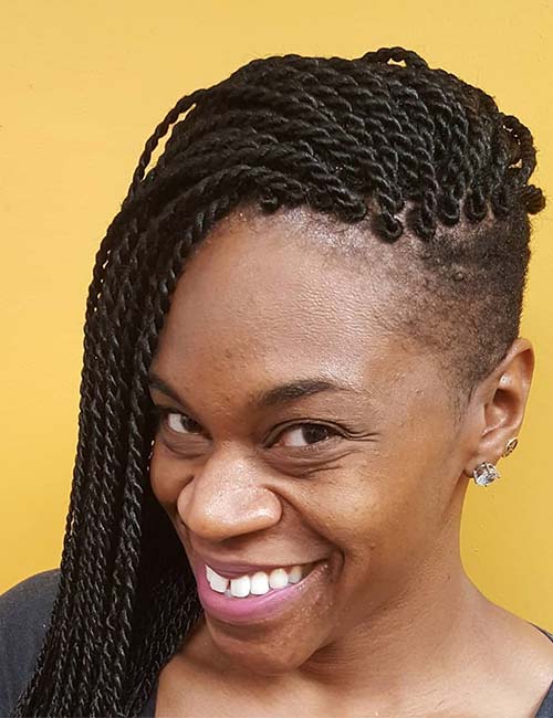 One sided Senegalese twist hairstyle