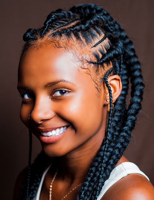Thin and thick Senegalese twist hairstyle