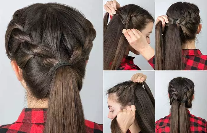 This hairstyle works well for straight and long hair