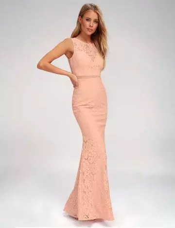 Pastel lace formal dress for a fall wedding event