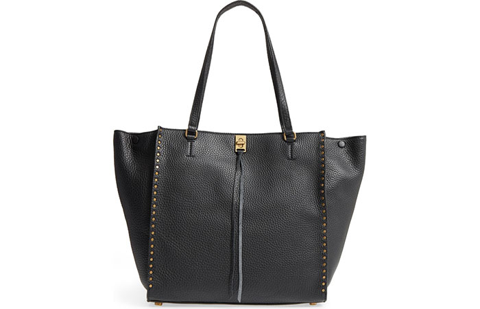 Leather tote travel bag for women