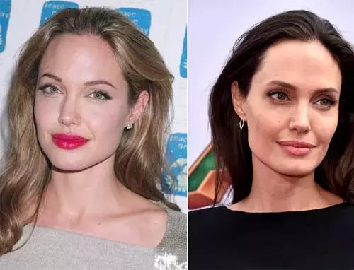 Angelina Jolie blonde vs brunette look