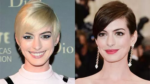 Anne Hathaway blonde vs brunette look