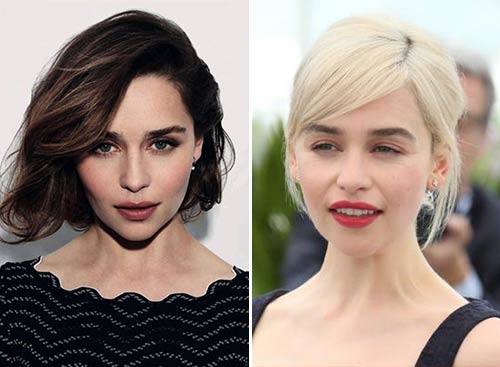 Emilia Clarke blonde vs brunette look