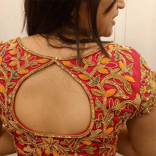 Plain pattu saree with heavy work designer blouse