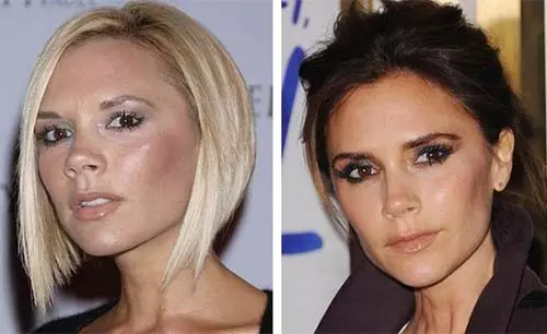 Victoria Beckham blonde vs brunette look