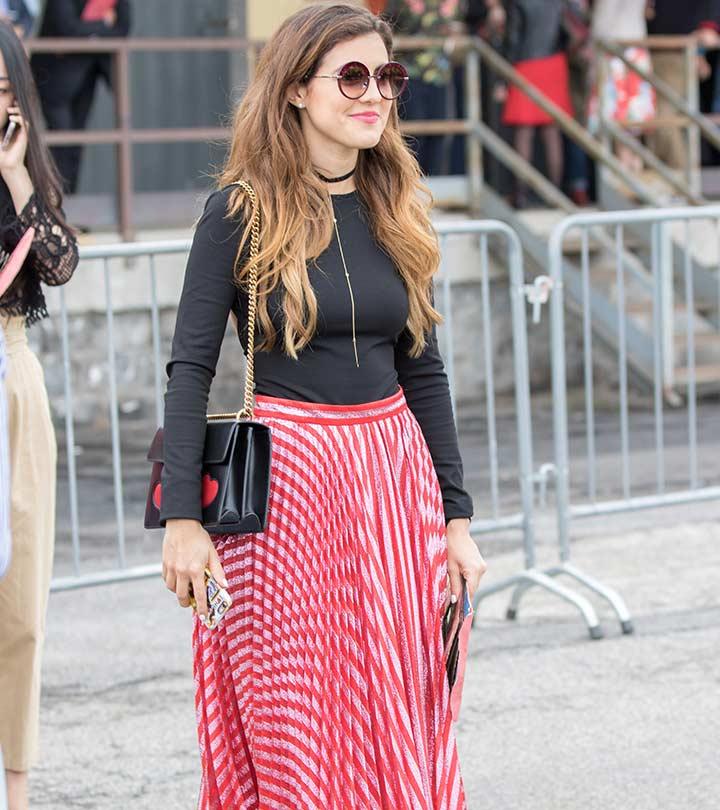 pink long skirt outfit