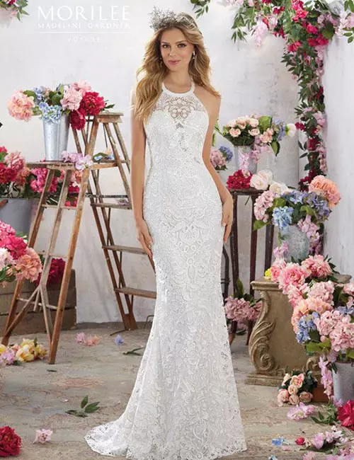 Halter neck wedding dress