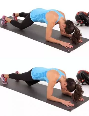 Arm plank with knee dips to reduce calf fat