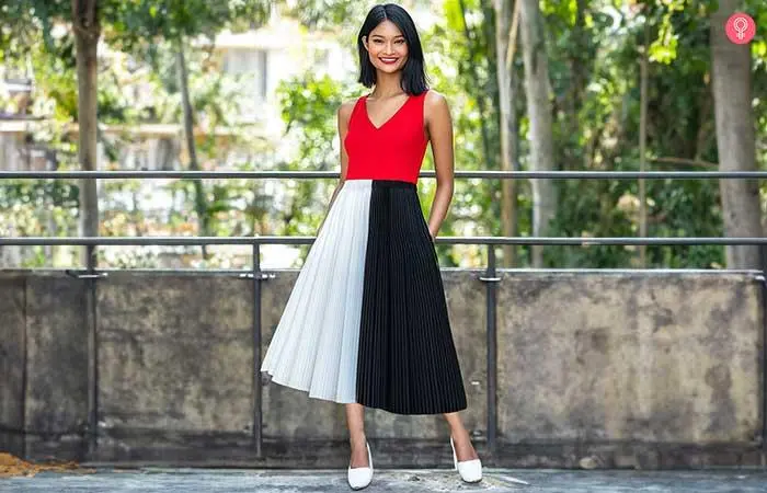 Black and white pleated skirt