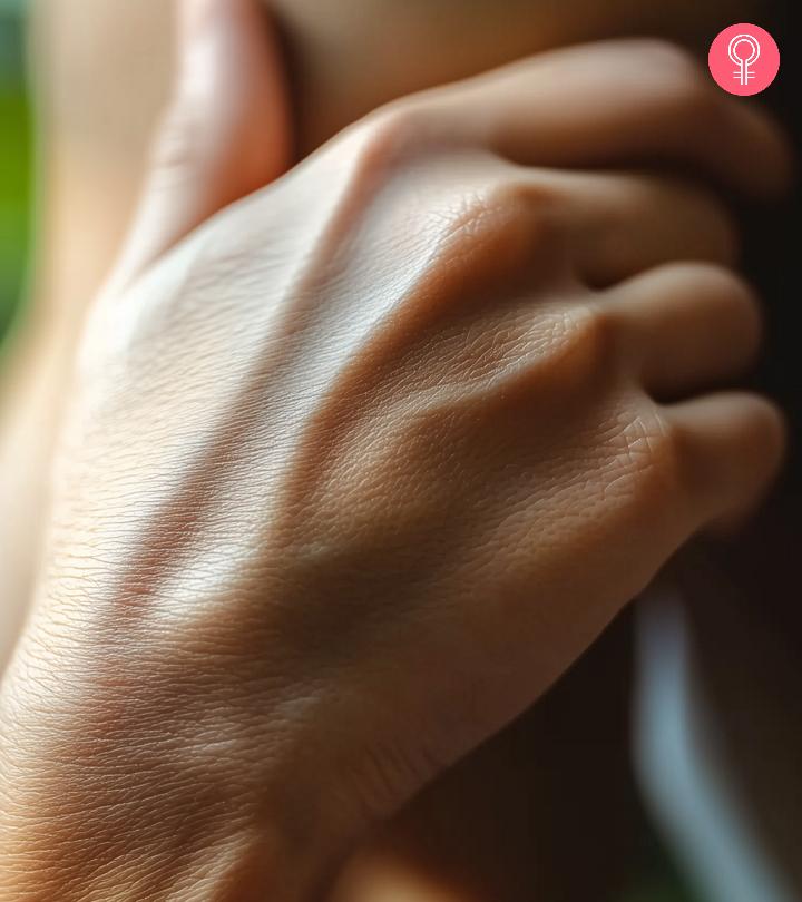 Hand containing a ganglion cyst