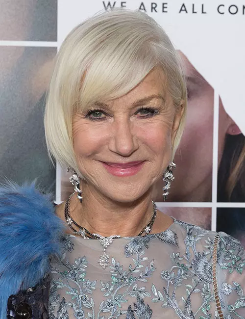 Helen Mirren with angled bob hairstyle