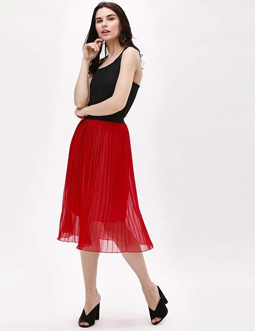 Top more than 160 dark red pleated skirt best