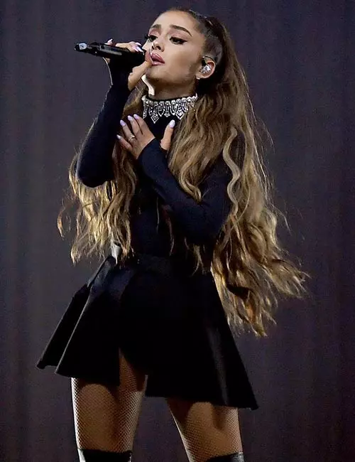 Ariana Grande outfit in black worn onstage
