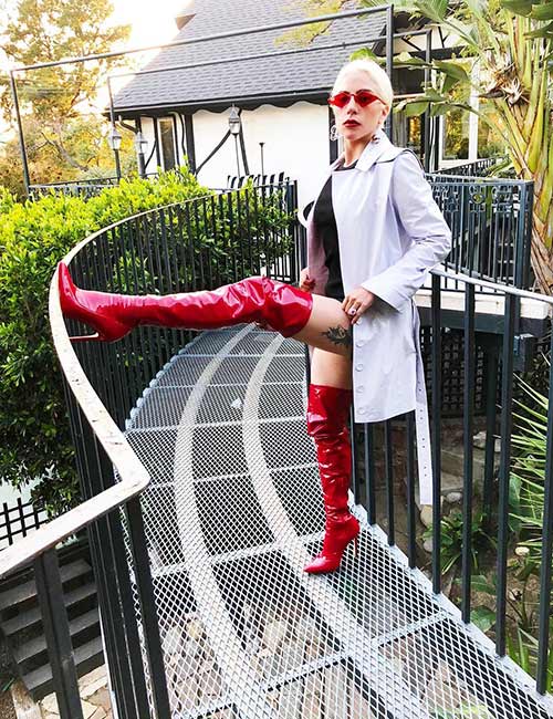 8. Lady Gaga Red Boots