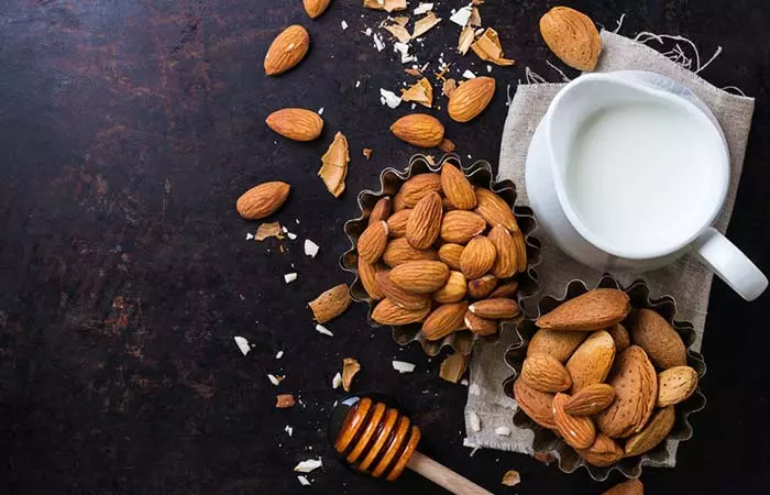 Milk and crushed almonds after a morning run