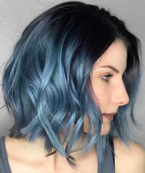 Couleur de cheveux bleu denim ombré