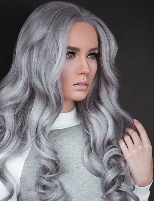 Metallic silver hair color