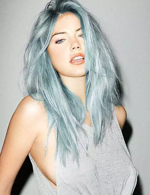 Platinum blue hair color for a moody grunge