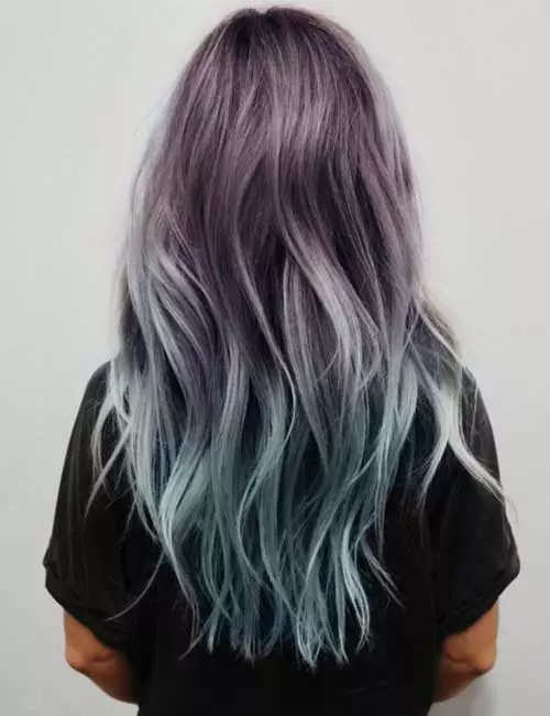 Silver blue balayage hair color