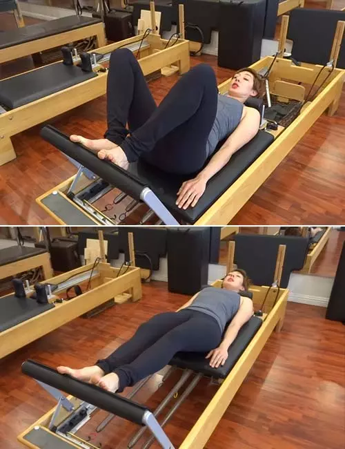 The pilates reformer footwork exercise
