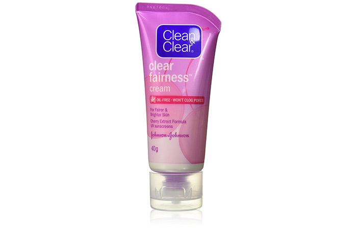 9. क्लीन एंड क्लियर फ़ेयरनेस क्रीम (Clean & Clear Fairness Cream)
