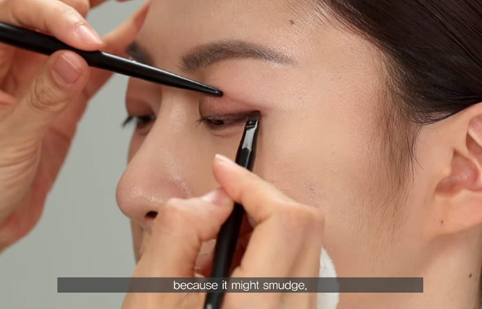 Step 5 of hooded eye makeup is to apply the gel liner for hooded eye