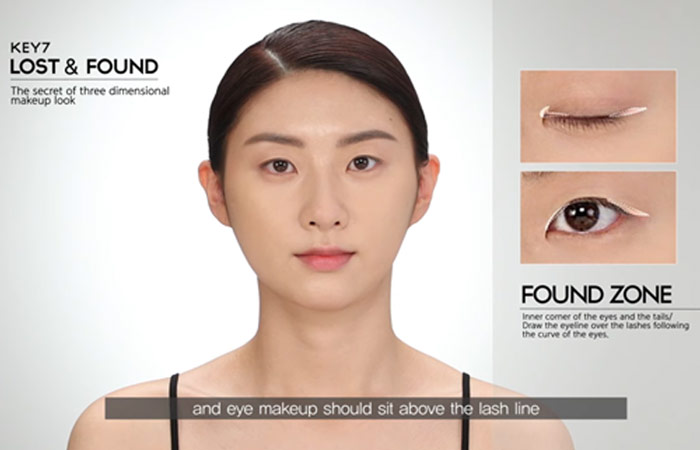 Step 2 of hooded eye makeup is to apply makeup for found zone