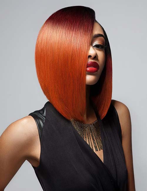Orange with a pink start hair color for black women