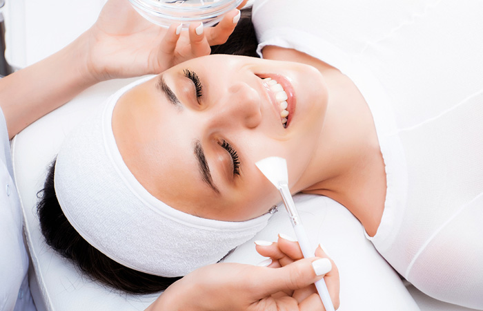 Woman getting a professional chemical peel