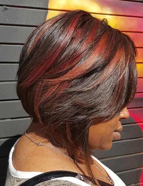 Red streaks hair color for black women
