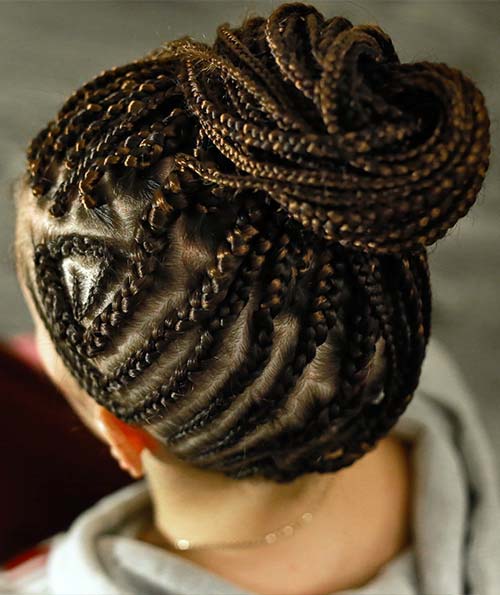 Cornrows updo to grow kinky curly hair faster