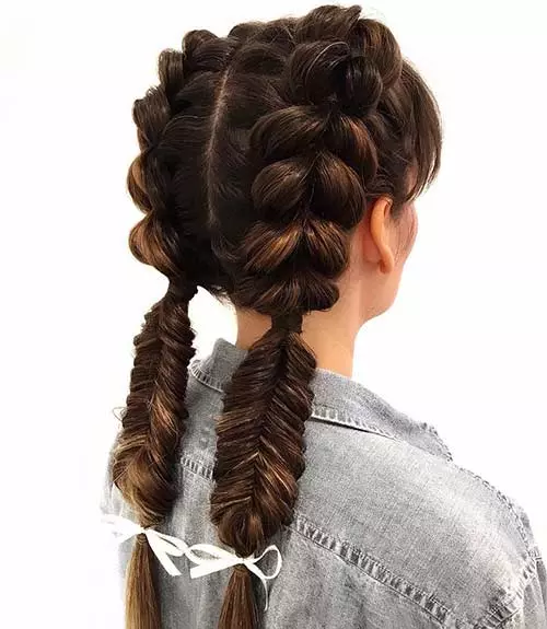 Double Dutch fishtail braid hairstyle