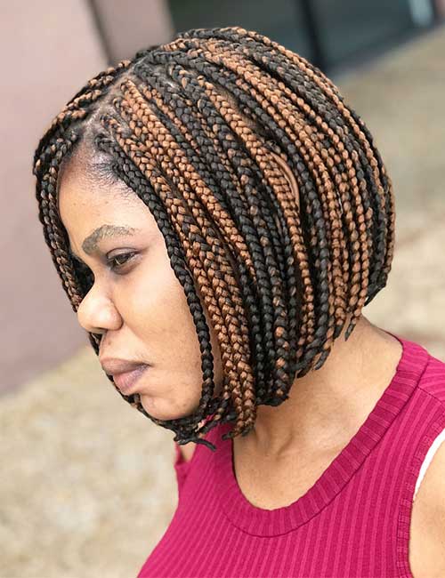 Dual colored braided bob hairstyle