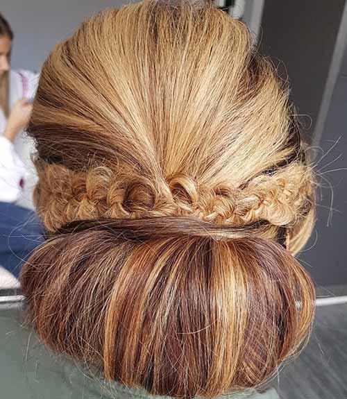 Dutch braid with a bouffant updo hairstyle