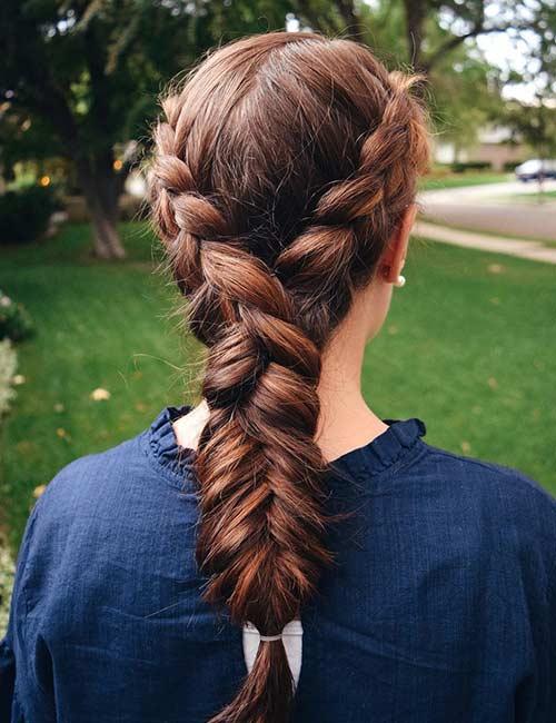 Dutch mix fishtail braid hairstyle