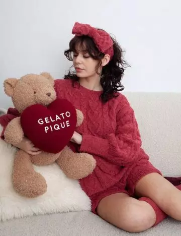Model posing in a Gelato Pique fuzzy sweater