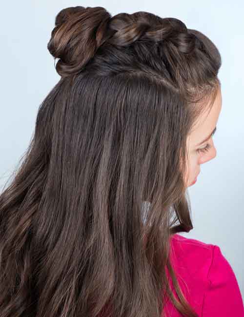 Half Dutch top knot hairstyle