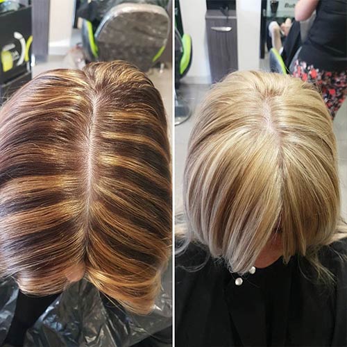 Before and after correcting the stripey highlights