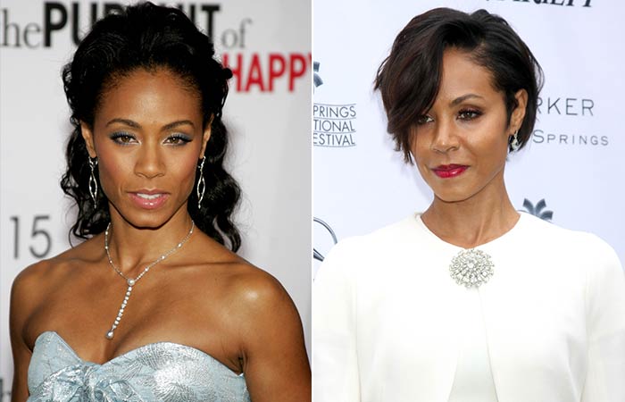 Jada Pinkett Smith with and without bangs