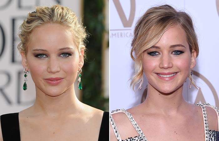 Jennifer Lawrence with and without bangs