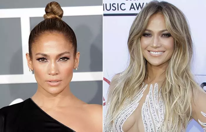 Jennifer Lopez with and without bangs