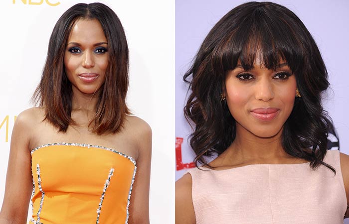 Kerry Washington with and without bangs