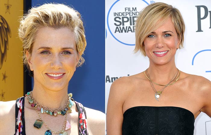 Kristen Wiig with and without bangs