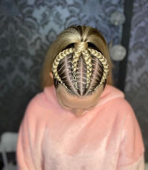 Multiple Dutch Braids With High Ponytail