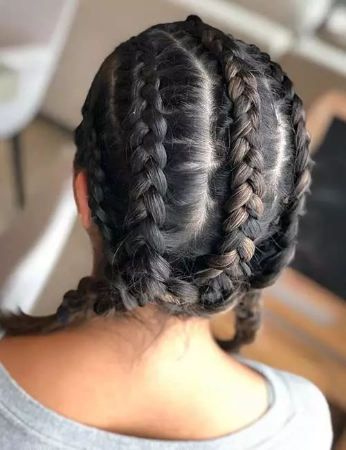 Multiple Dutch braids hairstyle