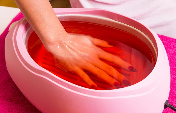 Paraffin manicure to pamper rough and dry hands